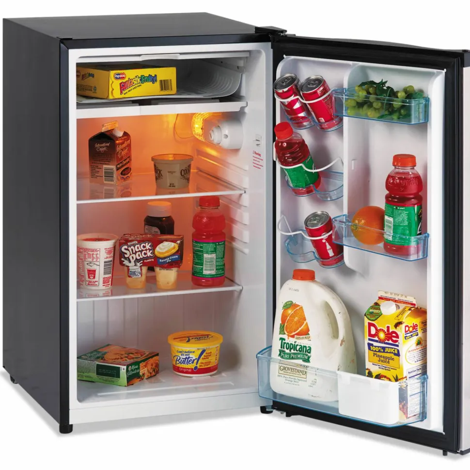 Avanti 4.4 Cu Ft Refrigerator, Black/Stainless Steel