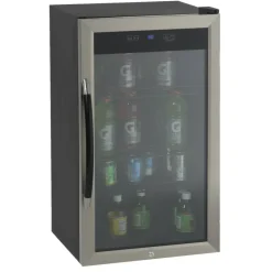 Avanti 3.0 Cu Ft Showcase Beverage Cooler Refrigerator, Black/Stainless Steel