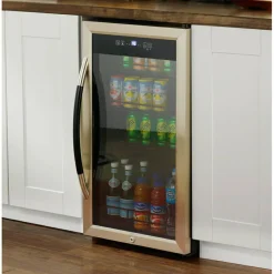 Avanti 3.0 Cu Ft Showcase Beverage Cooler Refrigerator, Black/Stainless Steel