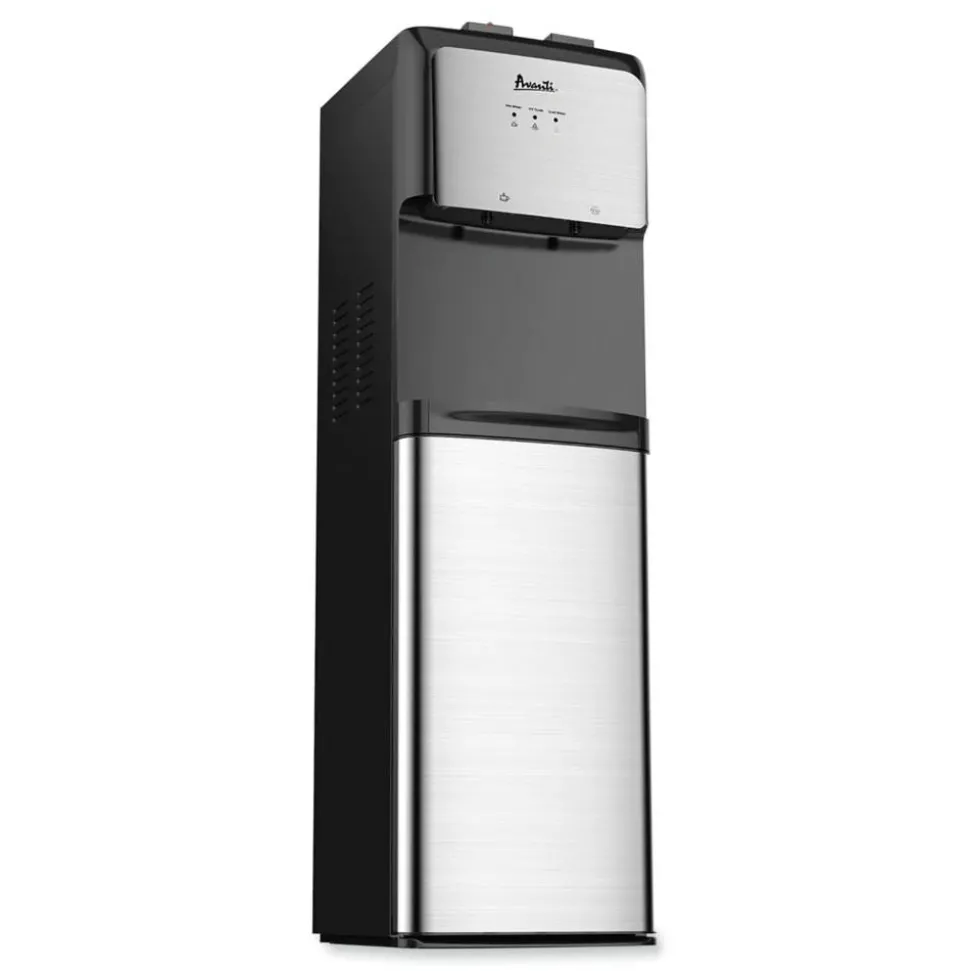 Avanti Bottom-Loading Water Dispenser with UV Light, 3 to 5 Gallon, 41-1/4”H x 14”W x 14”D, Black/Stainless Steel