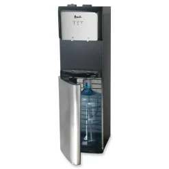 Avanti Bottom-Loading Water Dispenser with UV Light, 3 to 5 Gallon, 41-1/4”H x 14”W x 14”D, Black/Stainless Steel