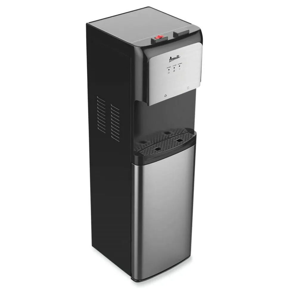 Avanti Bottom-Loading Water Dispenser with UV Light, 3 to 5 Gallon, 41-1/4”H x 14”W x 14”D, Black/Stainless Steel