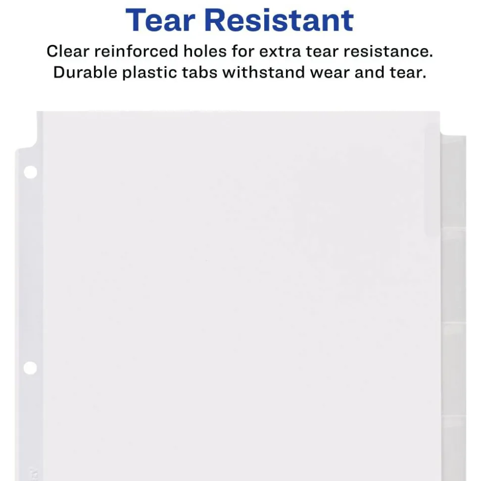 Avery Big Tab Extra-Wide Insertable Dividers, Clear Reinforced, White/Clear, 8-Tab