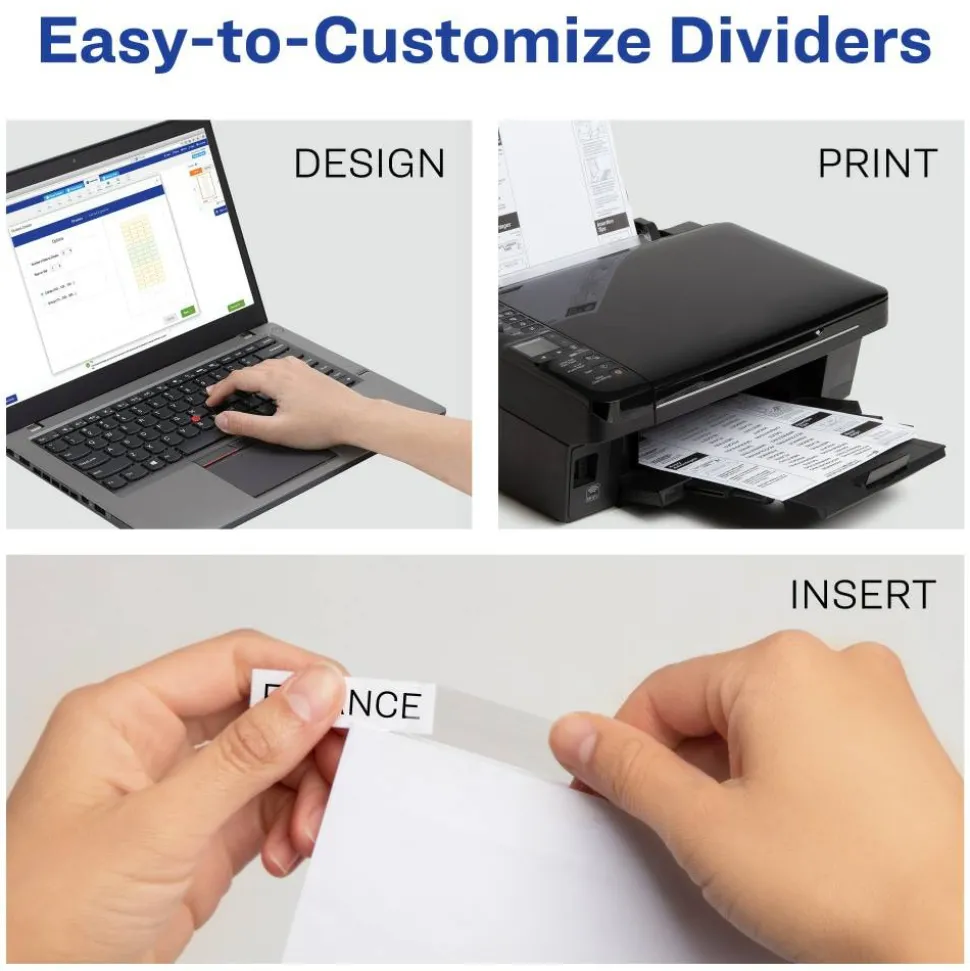 Avery Big Tab Extra-Wide Insertable Dividers, Clear Reinforced, White/Clear, 8-Tab