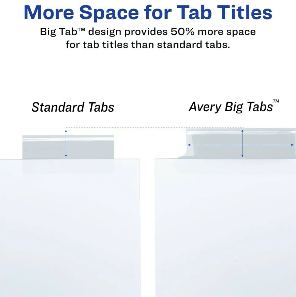 Avery Big Tab Extra-Wide Insertable Dividers, Clear Reinforced, White/Clear, 8-Tab