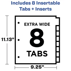 Avery Big Tab Extra-Wide Insertable Dividers, Clear Reinforced, White/Clear, 8-Tab