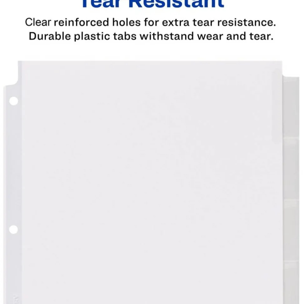 Avery Big Tab Extra-Wide Insertable Dividers, Clear Reinforced, White/Clear, 8-Tab