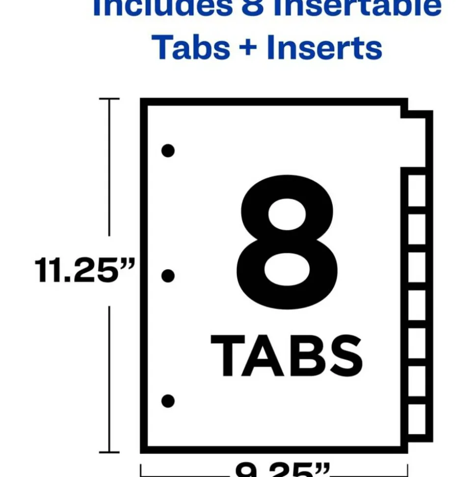Avery Big Tab Extra-Wide Insertable Dividers, Clear Reinforced, White/Clear, 8-Tab