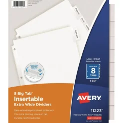 Avery Big Tab Extra-Wide Insertable Dividers, Clear Reinforced, White/Clear, 8-Tab