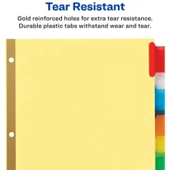 Avery Big Tab Insertable Dividers, Gold Reinforced, Buff/Multicolor, 8-Tab