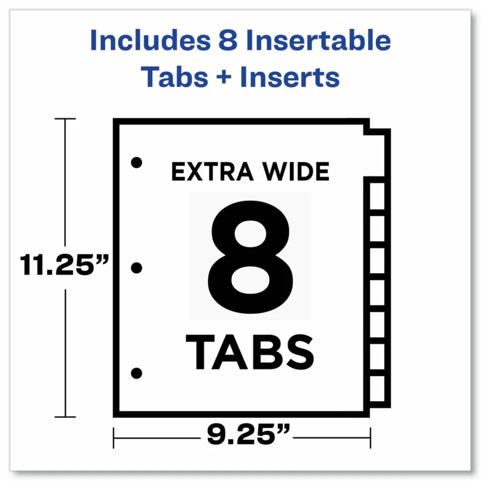 Avery Big Tab Insertable Plastic Dividers, Double Pocket, Multicolor, 8-Tab