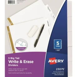 Avery Big Tab Write & Erase Dividers 5 Tab - 1 Set