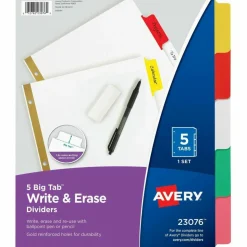 Avery Big Tab Write & Erase 5-Tab Dividers (23076)