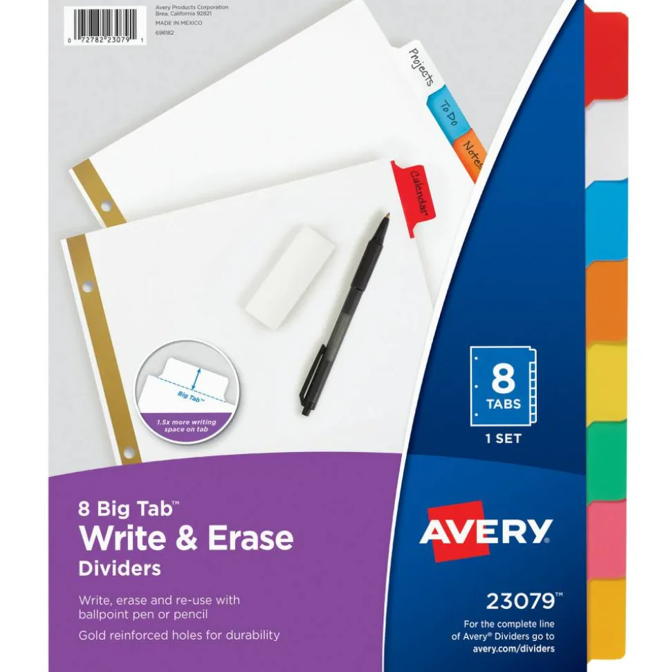 Avery Big Tab Write & Erase 8-Tab Dividers (23079)