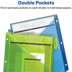 Avery Dividers for 3 Ring Binders, 5-Tab Binder Dividers, Two-Pocket Plastic Binder Dividers, Insertable Big Tab, Multicolor, 1 Set (11906)