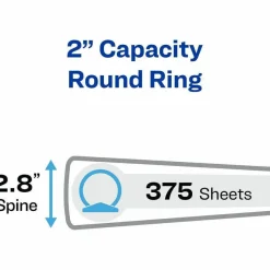 Avery Economy View 3 Ring Binder, 2" Round Rings, White, 1 Binder