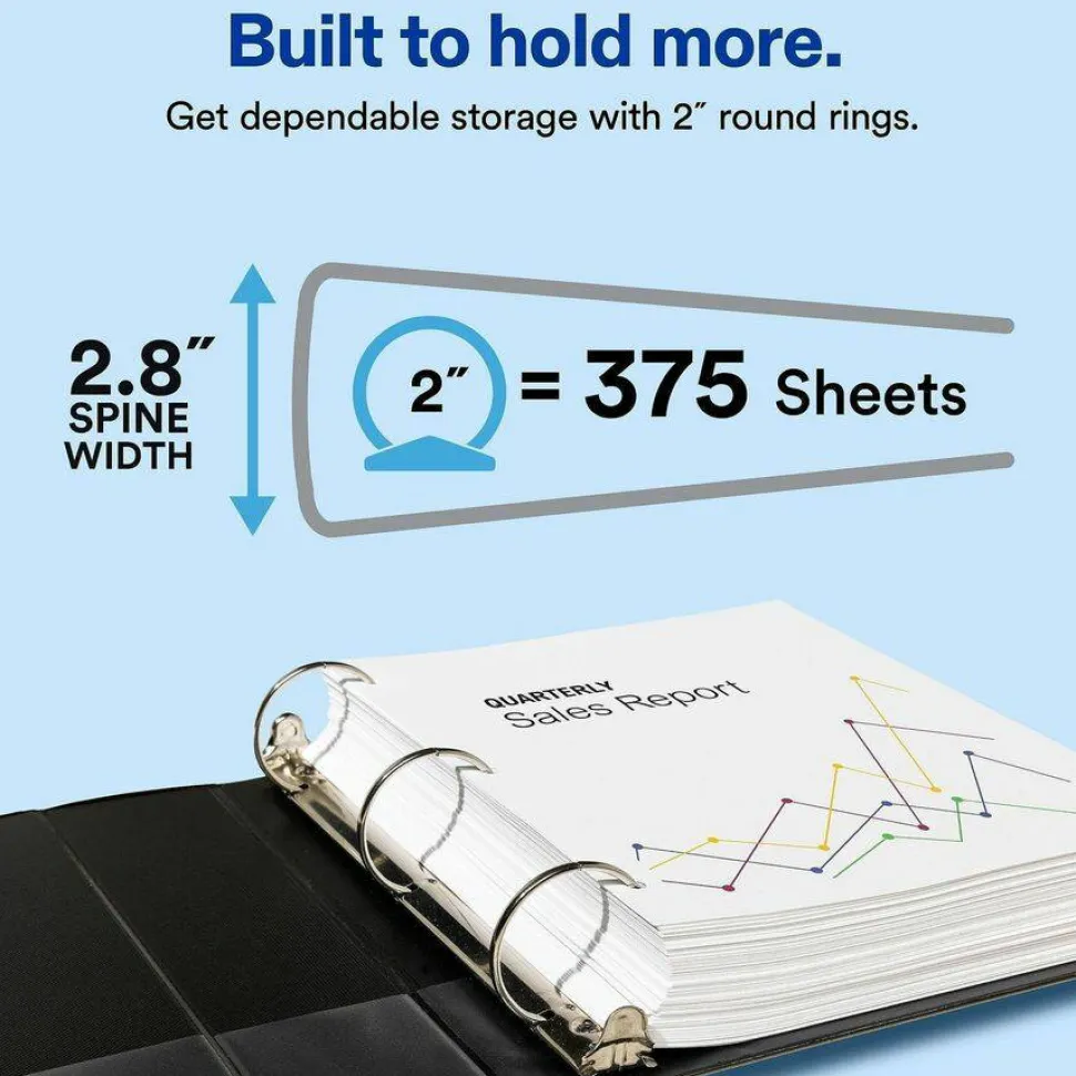 Avery Economy View 3 Ring Binder, 2" Round Rings, White, 1 Binder