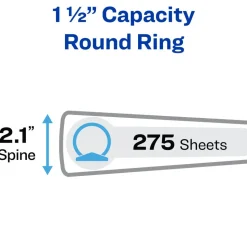 Avery Economy View 3 Ring Binder, 1-1/2" Round Rings, White, Pack Of 12