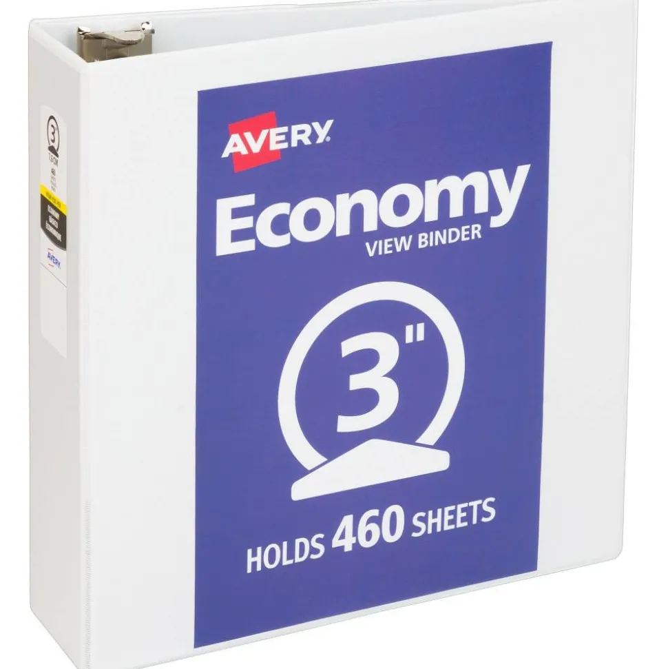 Avery Economy View 3-Ring Binder, 3" Round Rings, White