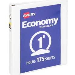 Avery Economy View 3-Ring Binder, 1" Round Rings, White