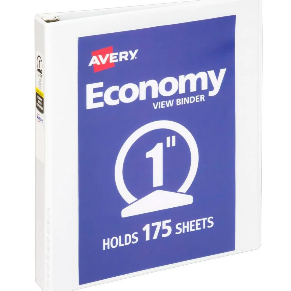 Avery Economy View 3-Ring Binder, 1" Round Rings, White