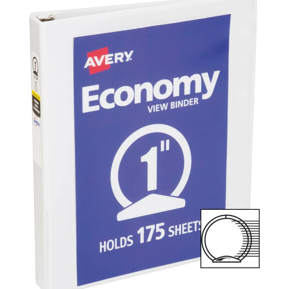 Avery Economy View 3-Ring Binder, 1" Round Rings, White