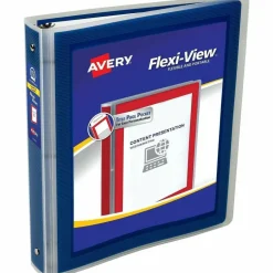 Avery Flexi-View 3-Ring Binder, 1 1/2" Round Rings, Navy