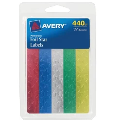 Avery Foil Stars, 1/2", Assorted, Pack of 440