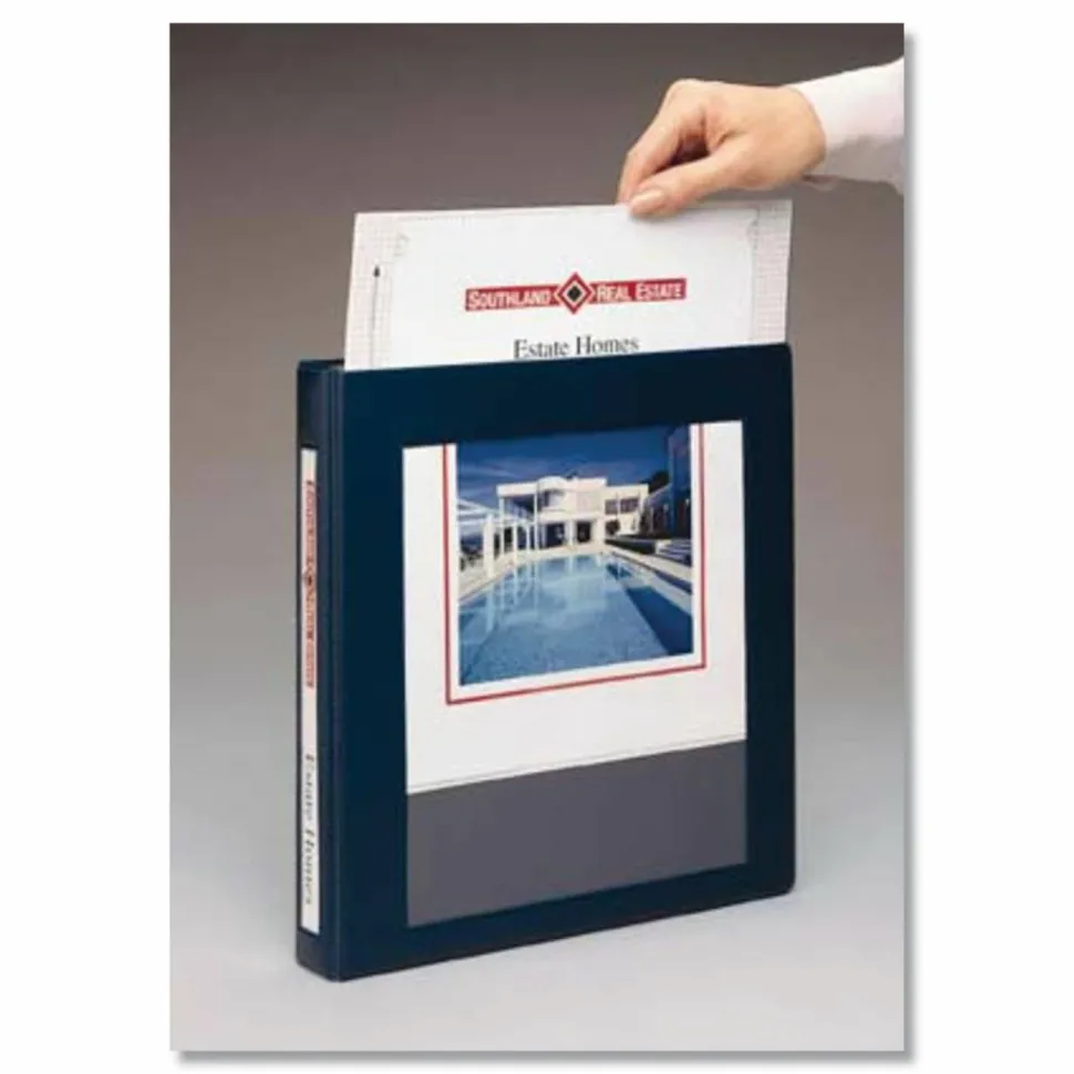 Avery Frame View 3-Ring Binder With Locking One-Touch EZD Rings, 1/2" D-Rings, 50% Recycled, Navy