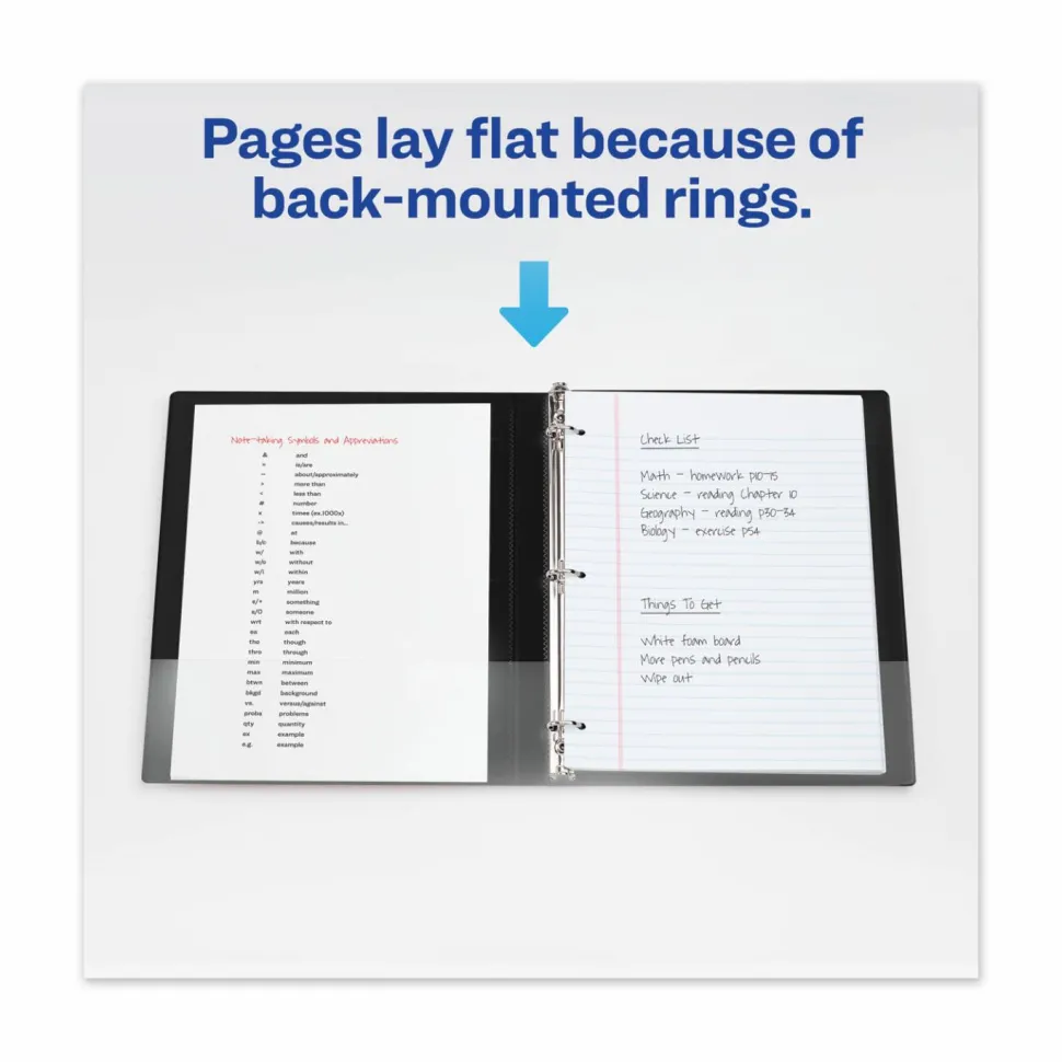 Avery Frame View 3-Ring Binder With Locking One-Touch EZD Rings, 1/2" D-Rings, 50% Recycled, Navy