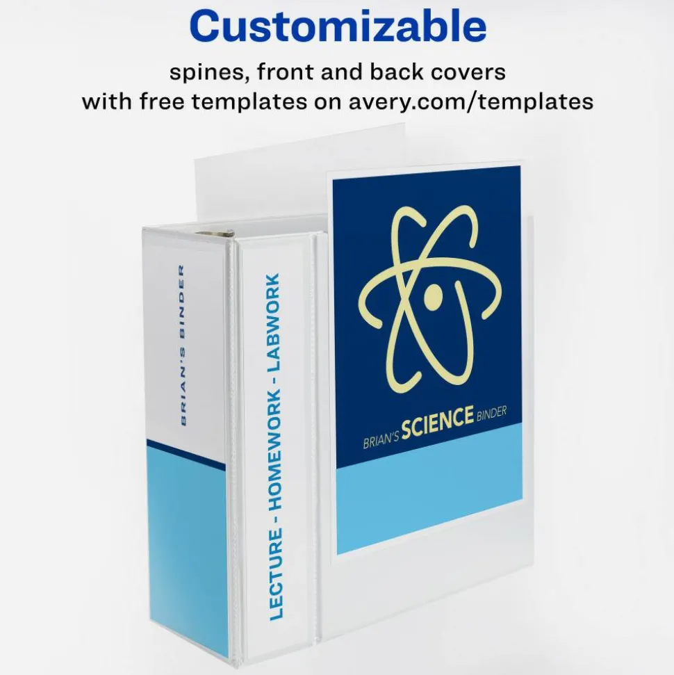 Avery Heavy-Duty View 3 Ring Binder, 5" One Touch EZD Rings, White, Pack Of 2 Binders