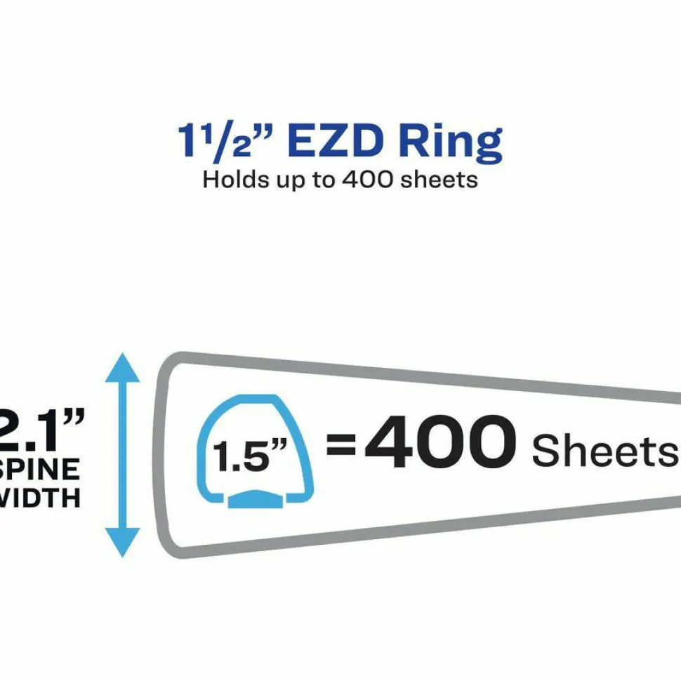 Avery Heavy-Duty View 3 Ring Binder, 1.5" One Touch EZD Rings, White, 1 Binder