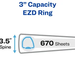 Avery Heavy-Duty View Binder with DuraHinge, 3", Locking One Touch EZD Rings, 3 Rings, Black, 1 Binder