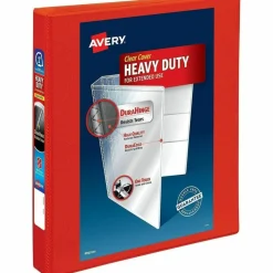 Avery Heavy-Duty View 3-Ring Binder With Locking One-Touch EZD Rings, 1" D-Rings, Red