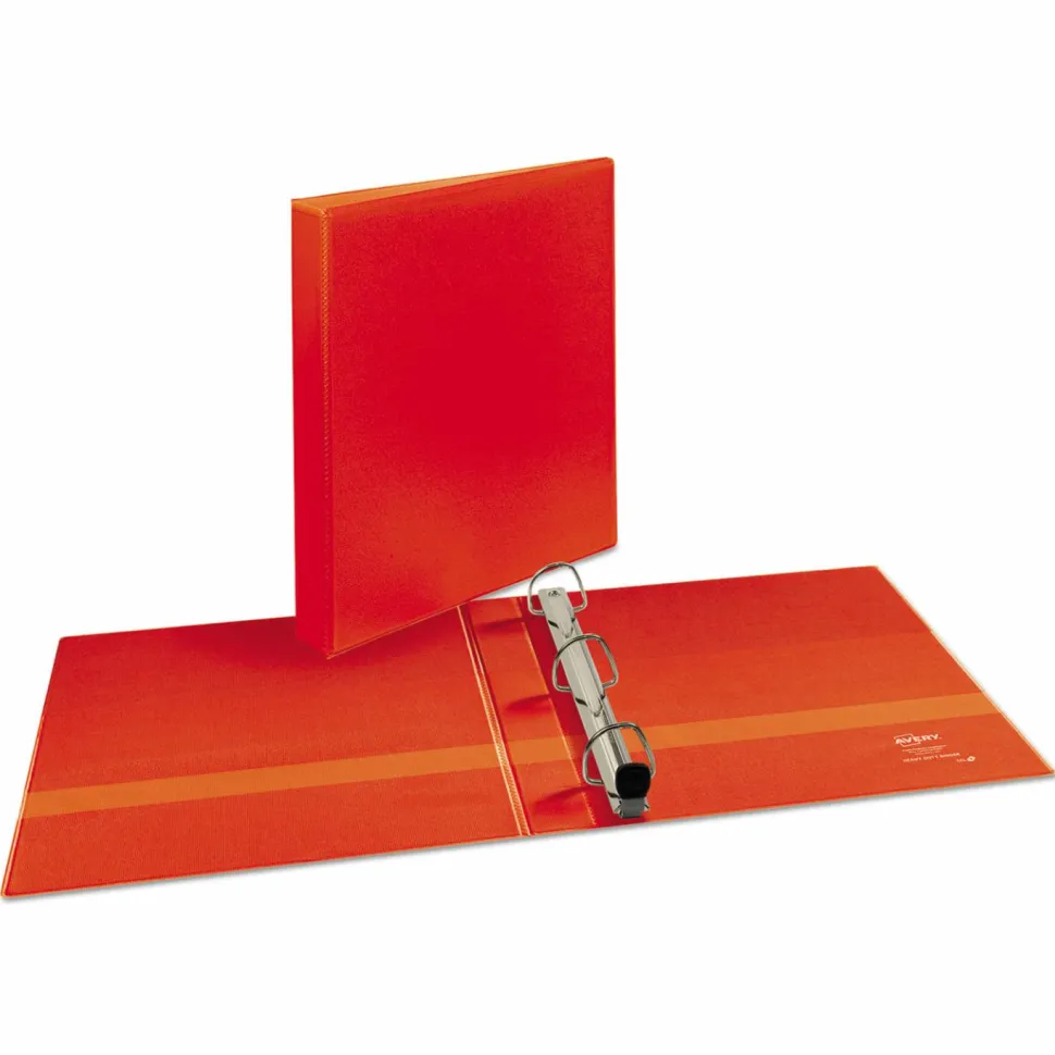 Avery Heavy-Duty View 3-Ring Binder With Locking One-Touch EZD Rings, 1" D-Rings, Red