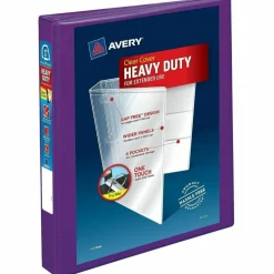 Avery Heavy-Duty View 3-Ring Binder With Locking One-Touch EZD Rings, 1" D-Rings, 42% Recycled, Purple