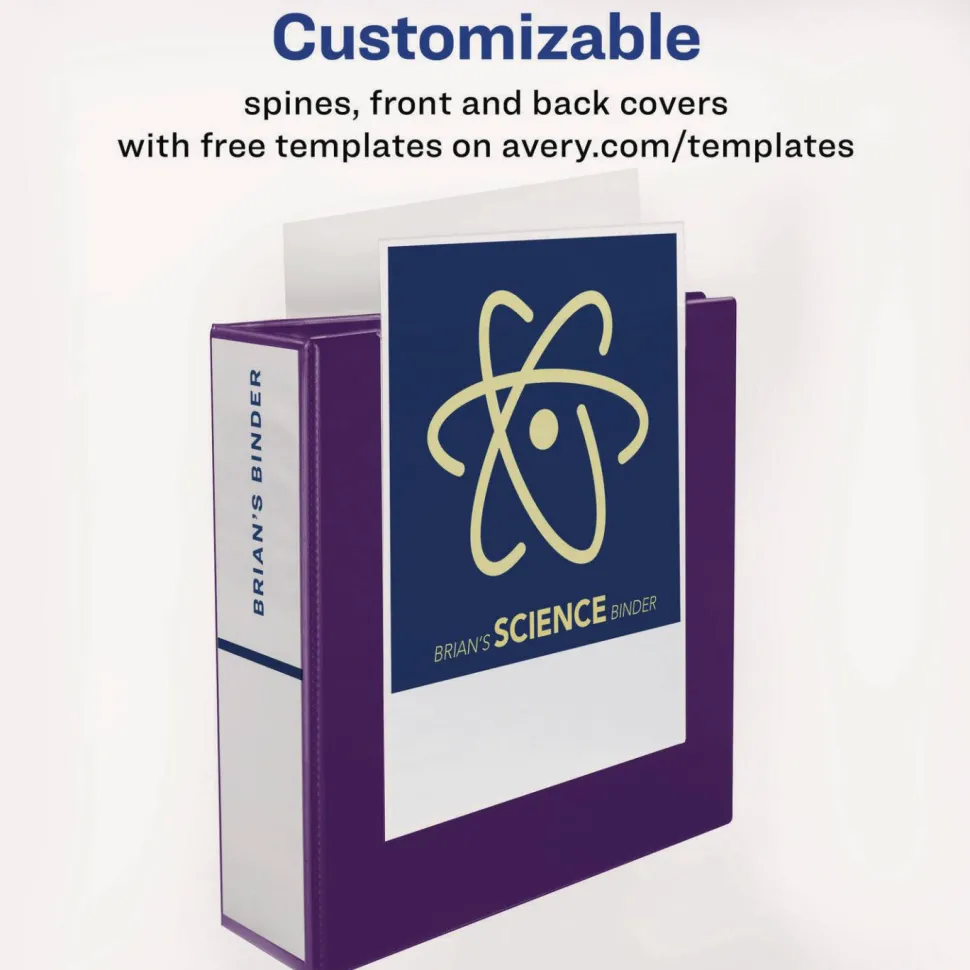 Avery Heavy-Duty View 3-Ring Binder With Locking One-Touch EZD Rings, 1" D-Rings, 42% Recycled, Purple