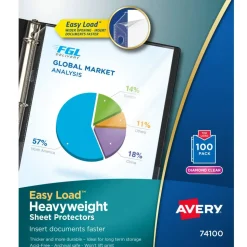 Avery Heavyweight Easy Load Diamond Clear Sheet Protector, Side: 3-Hole Punched, Top Load 8.5 x 11 Insert, Clear Front, 100/Box