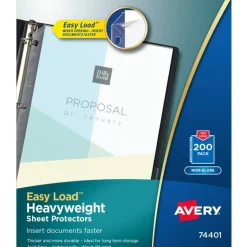 Avery Heavyweight Easy Load Non-Glare Sheet Protector Value Pack, Side: 3-Hole Punched, Top Load 8.5 x 11 Insert, Clear, 200/Box