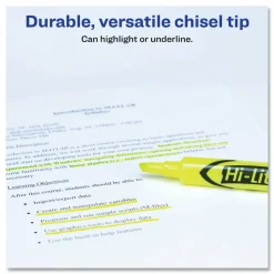 Avery Hi-Liter Desk Style Highlighters, Chisel Point, Fluorescent Yellow, Box Of 36