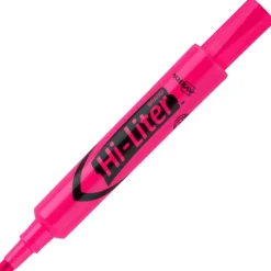 Avery Hi-Liter Highlighters, SmearSafe, Chisel Tip, Desk-Style, Fluorescent Pink, Box Of 12