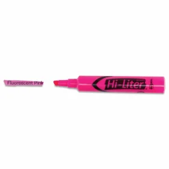 Avery Hi-Liter Highlighters, SmearSafe, Chisel Tip, Desk-Style, Fluorescent Pink, Box Of 12