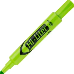 Avery Hi-Liter Highlighters, SmearSafe, Chisel Tip, Desk-Style, Fluorescent Green, Box Of 12
