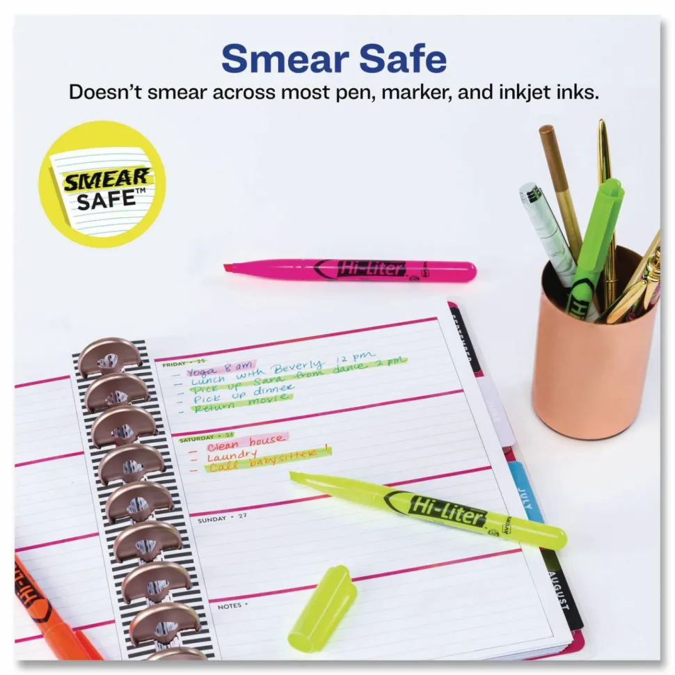 Avery Hi-Liter Pen Style Highlighters - Chisel Point Style, 6/Pack