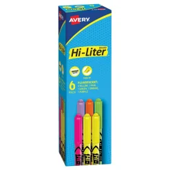 Avery Hi-Liter Pen Style Highlighters - Chisel Point Style, 6/Pack