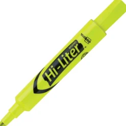 Avery Hi-Liter SmearSafe Highlighters, Chisel Tip, Desk-Style, Flourescent Yellow, Pack Of 12 Highlighters