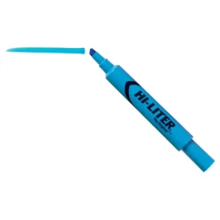 Avery Hi-Liter SmearSafe Highlighters, Chisel Tip, Desk-Style, Fluorescent Blue, Pack Of 12 Highlighters