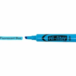 Avery Hi-Liter SmearSafe Highlighters, Chisel Tip, Desk-Style, Fluorescent Blue, Pack Of 12 Highlighters