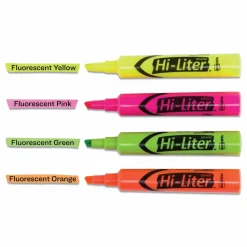 Avery Hi-Liter SmearSafe Highlighters, Chisel Tip, Desk-Style, Assorted, Pack Of 4