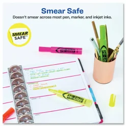Avery Hi-Liter SmearSafe Highlighters, Chisel Tip, Desk-Style, Assorted, Pack Of 4